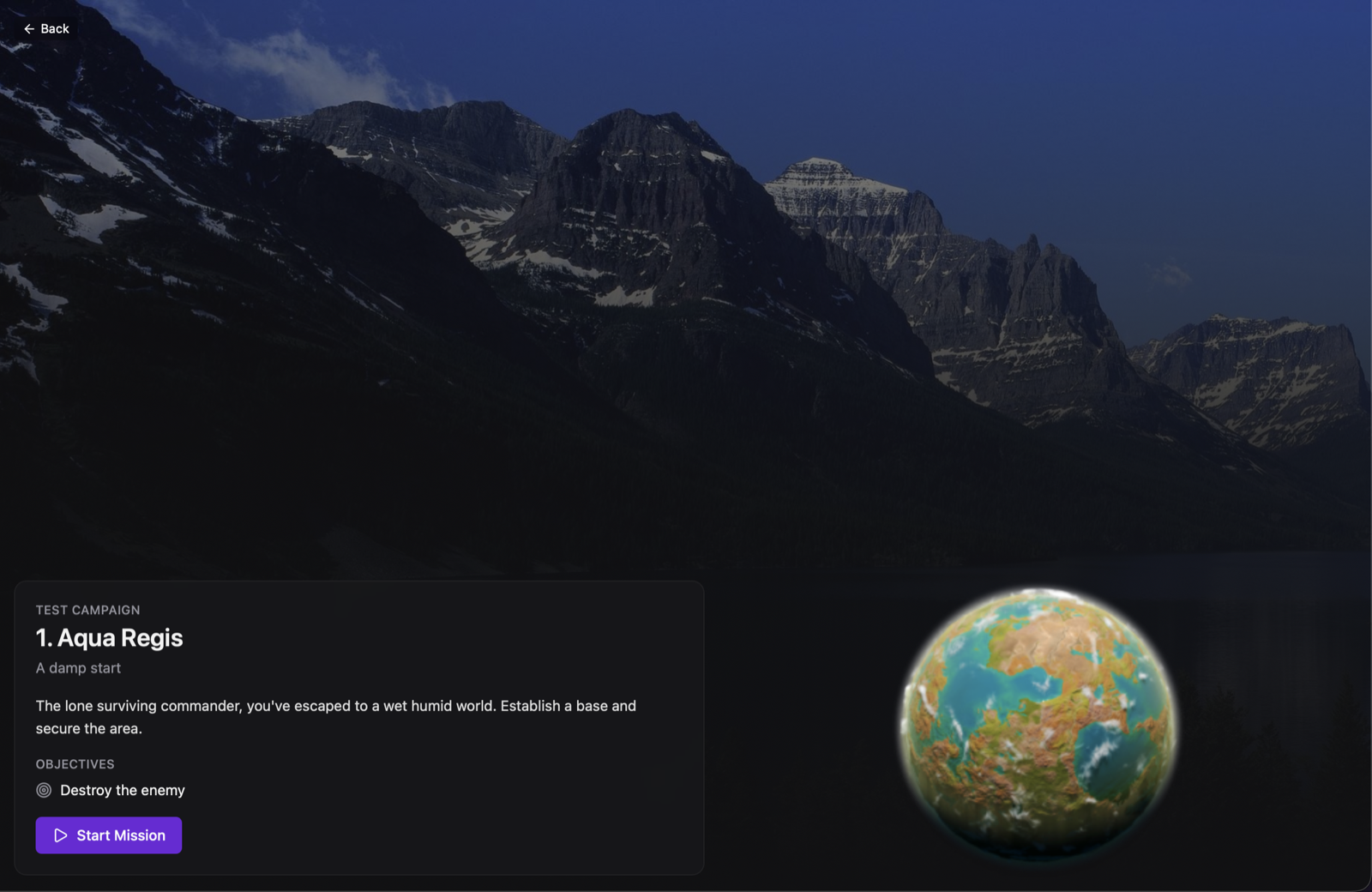 A campaign mission briefing screen, enlarged